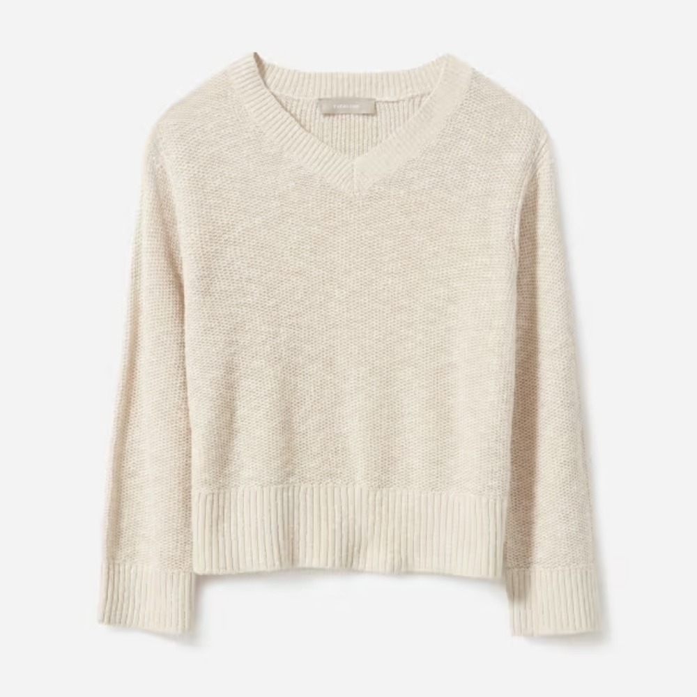 Everlane Cotton-Linen V-Neck Sweater